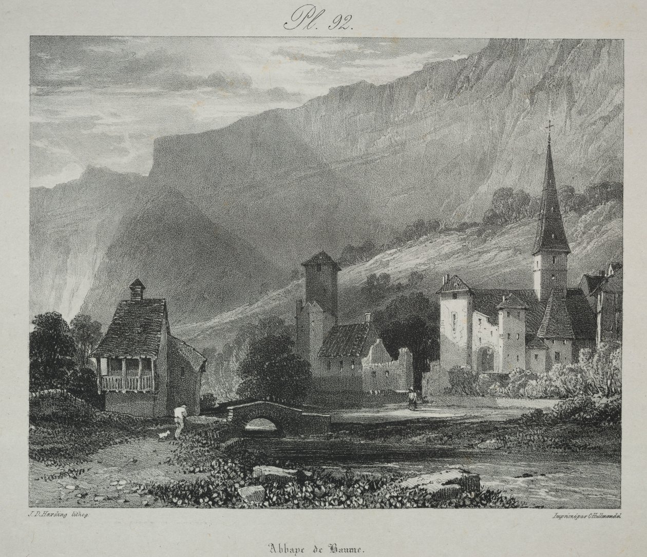 Viagens pitorescas e românticas na França antiga. Franche Comté: Abadia de Baume, Baume-les-Messieurs de James Duffield Harding