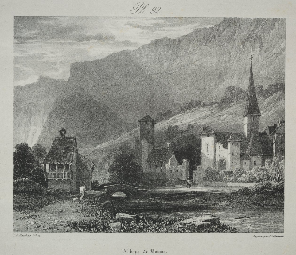 Viagens pitorescas e românticas na França antiga. Franche Comté: Abadia de Baume, Baume-les-Messieurs de James Duffield Harding