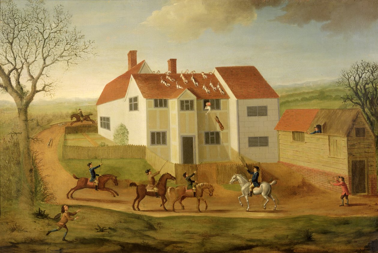 John Sidey e seus cães em uma fazenda perto de Hadleigh, Suffolk de James Dunthorne