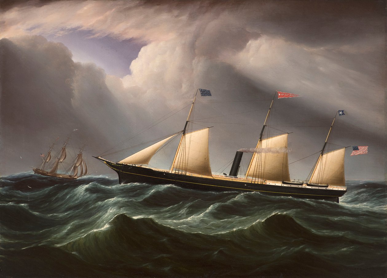 O antigo navio a vapor de parafuso Star of the South em mares agitados por James E. Buttersworth de James E. Buttersworth
