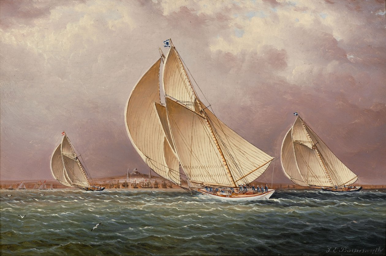 Passeio de barco no porto de Boston de James E. Buttersworth