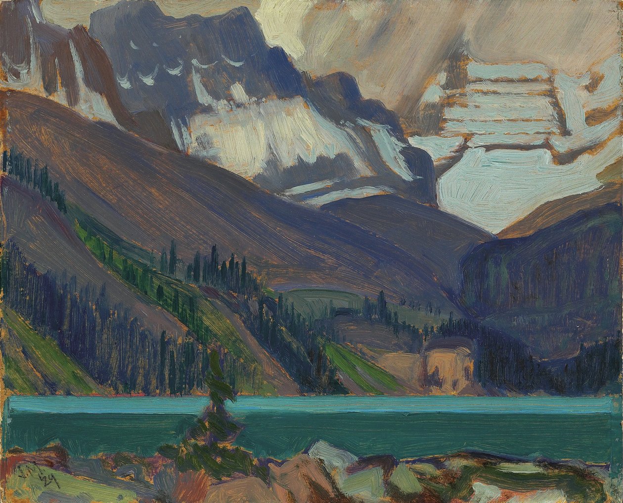 Nuvens de neve, Lago OHara, 1929 (óleo sobre papelão prensado) de James Edward Hervey Macdonald