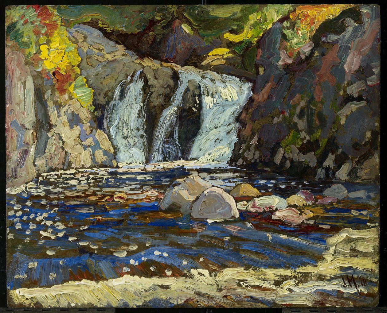 The Little Falls, 1918 (óleo em compósito de pasta de madeira) de James Edward Hervey Macdonald