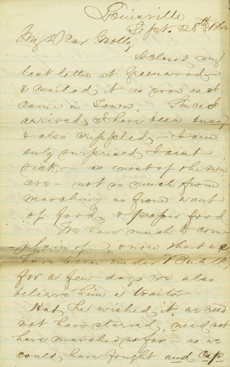 Carta de James E. Love, Louisville, à Molly, 28-30 de setembro de 1862 de James Edwin Love