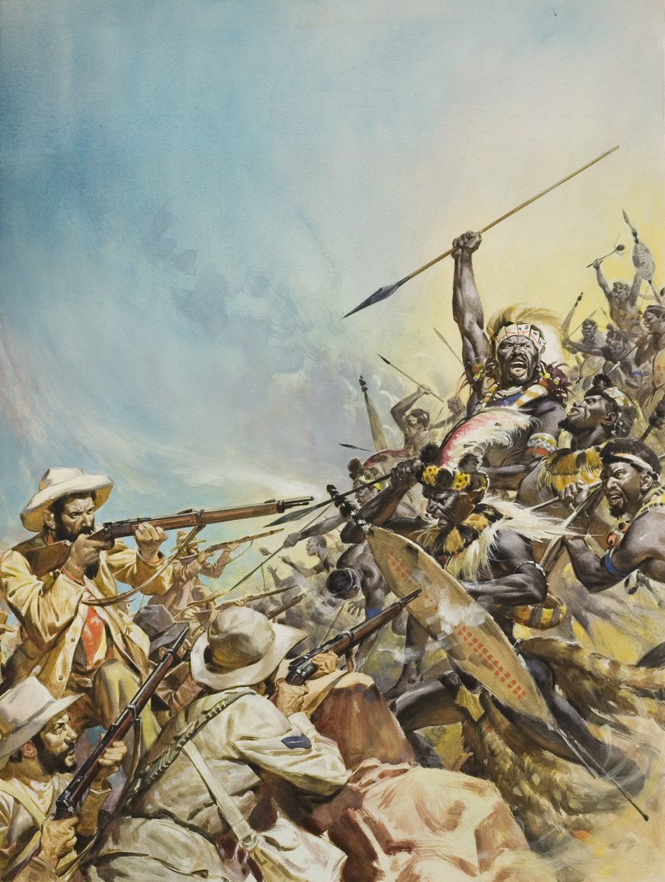 Boers a combater nativos (guache sobre papel) de James Edwin McConnell