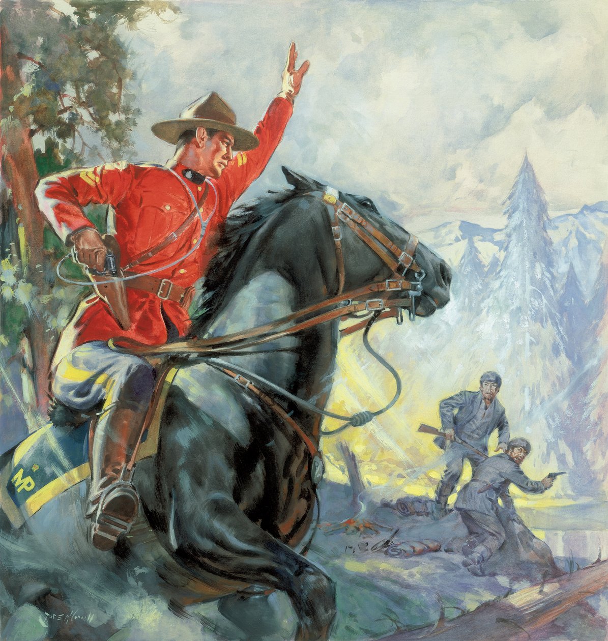 Canadian Mounties (guache sobre papel) de James Edwin McConnell