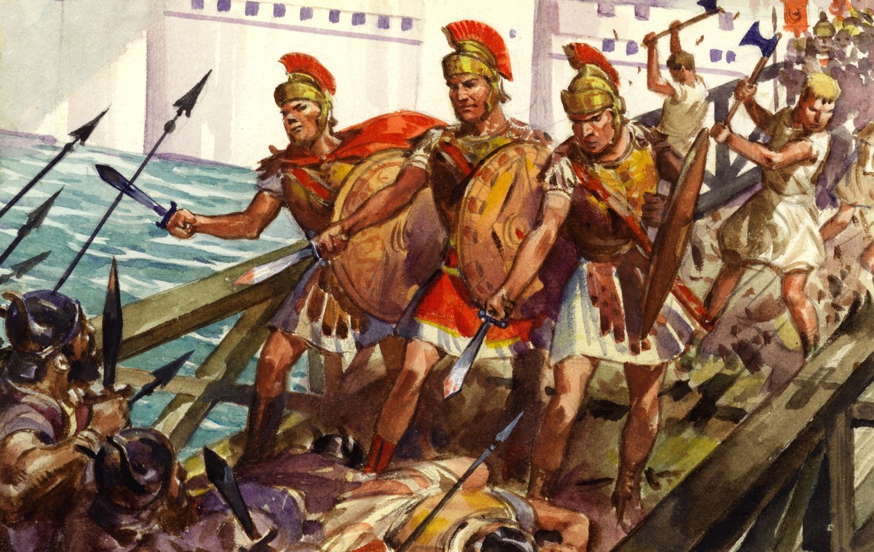 Horatius Cocles defendendo o Pons Sublicius (guache sobre papel) de James Edwin McConnell