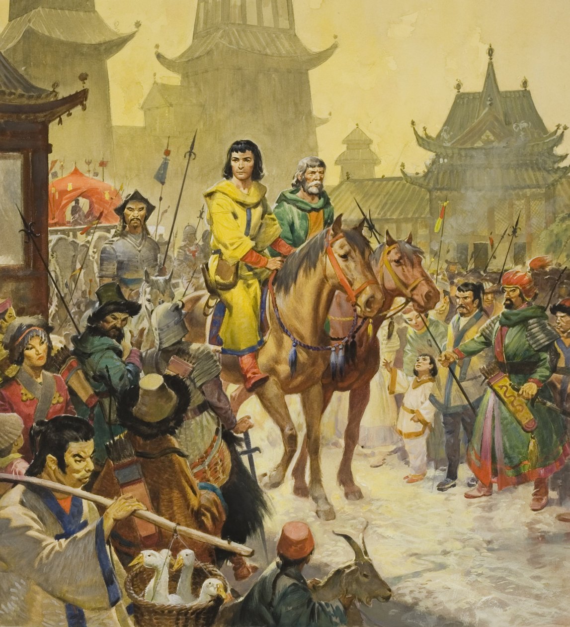 Marco Polo em Pequim, século XX (guache sobre papel) de James Edwin McConnell