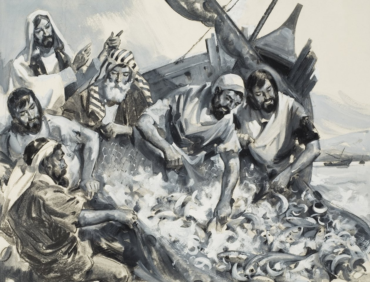 Os Pescadores de Homens (guache sobre papel) de James Edwin McConnell