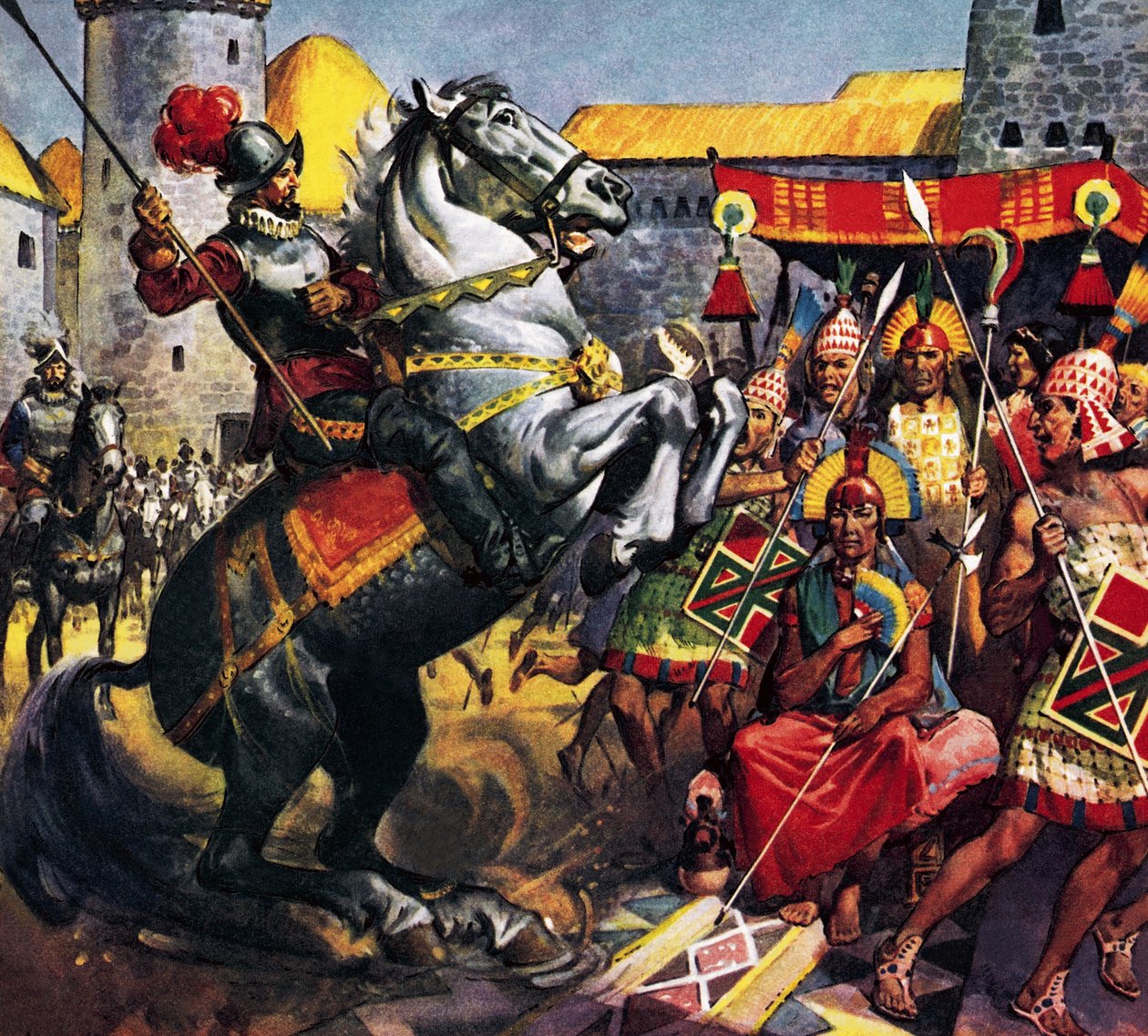 O espanhol e o chefe inca (guache sobre papel) de James Edwin McConnell