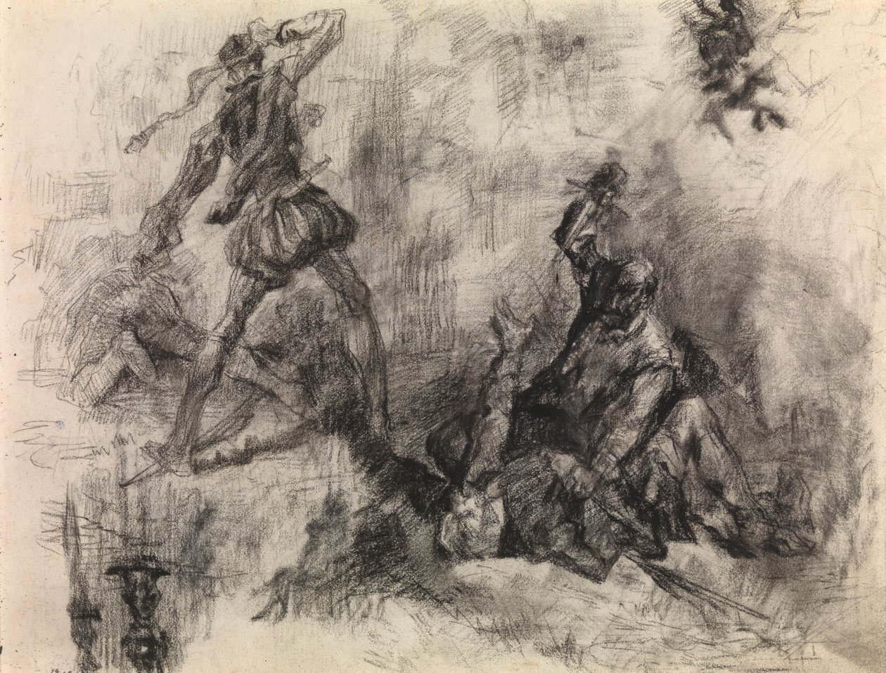 Dom Quixote (lápis de cera e giz preto sobre papel) de James Ensor