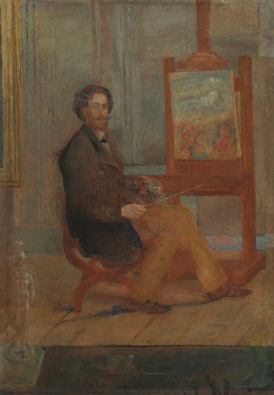 Ensor no seu cavalete, c.1886 (óleo sobre tela) de James Ensor