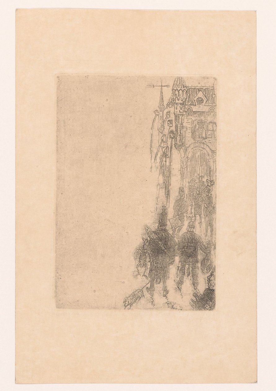 As figuras caminham em direcção a um portão com carne e peixe
Menu pour Charles Vos de James Ensor