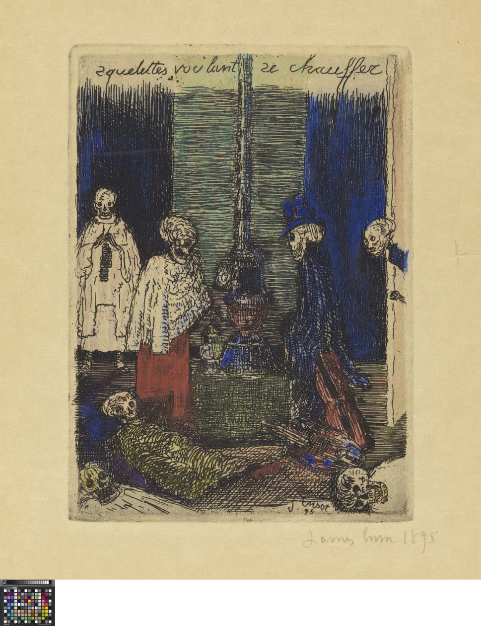 Skelette, die sich wärmen wollen de James Ensor