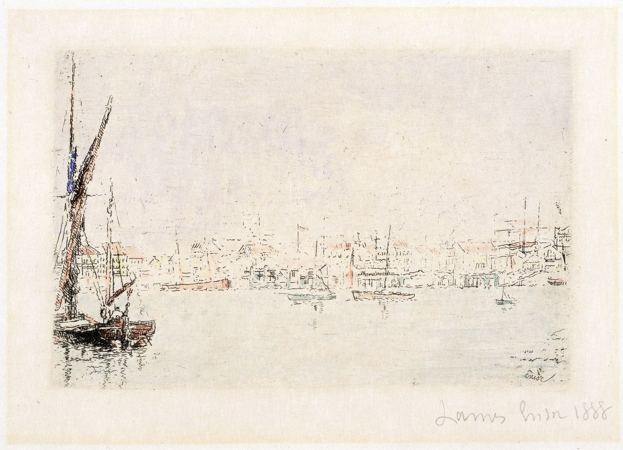 Vista do porto de Ostende de James Ensor