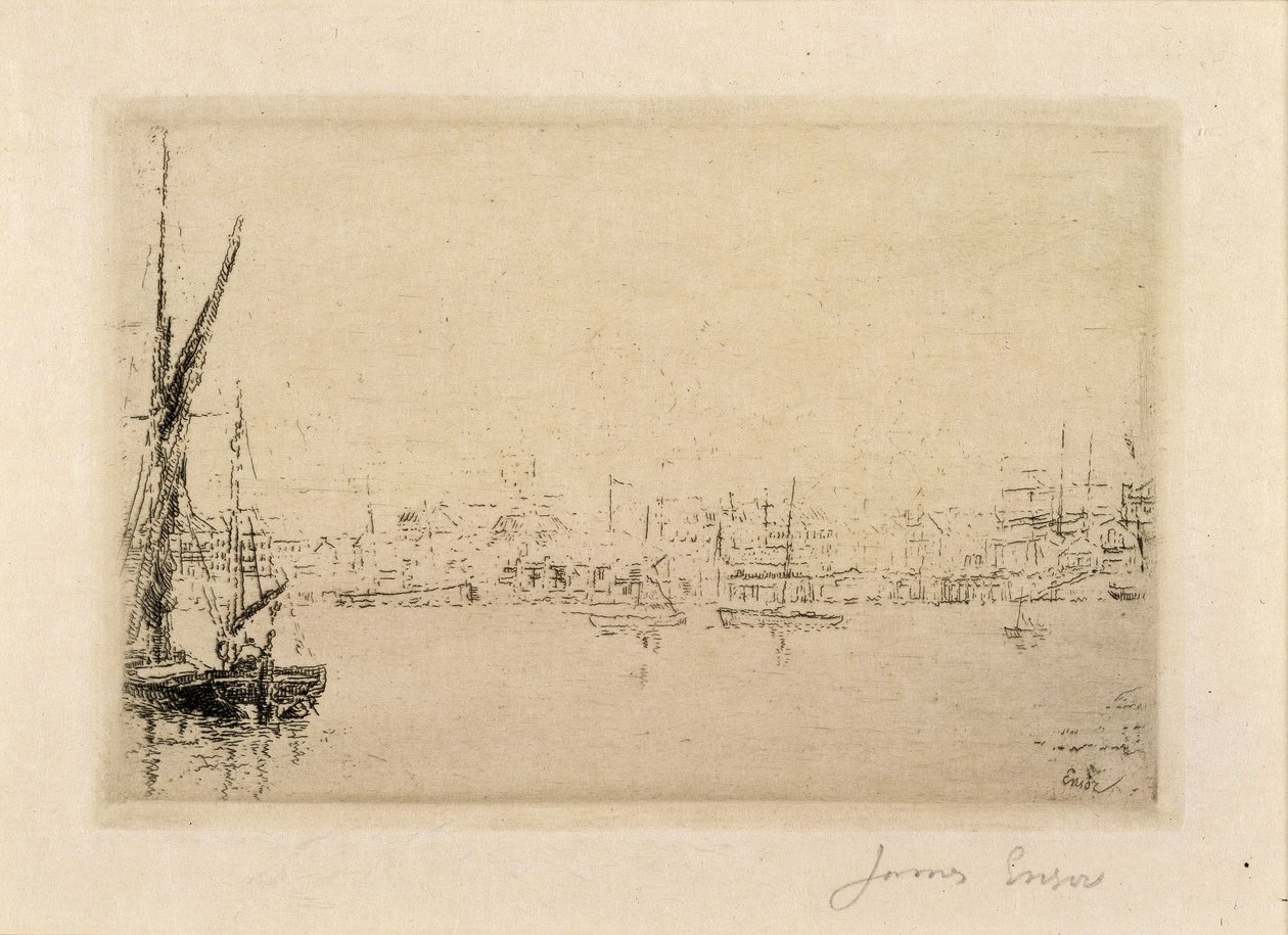Vista do porto de Ostende de James Ensor