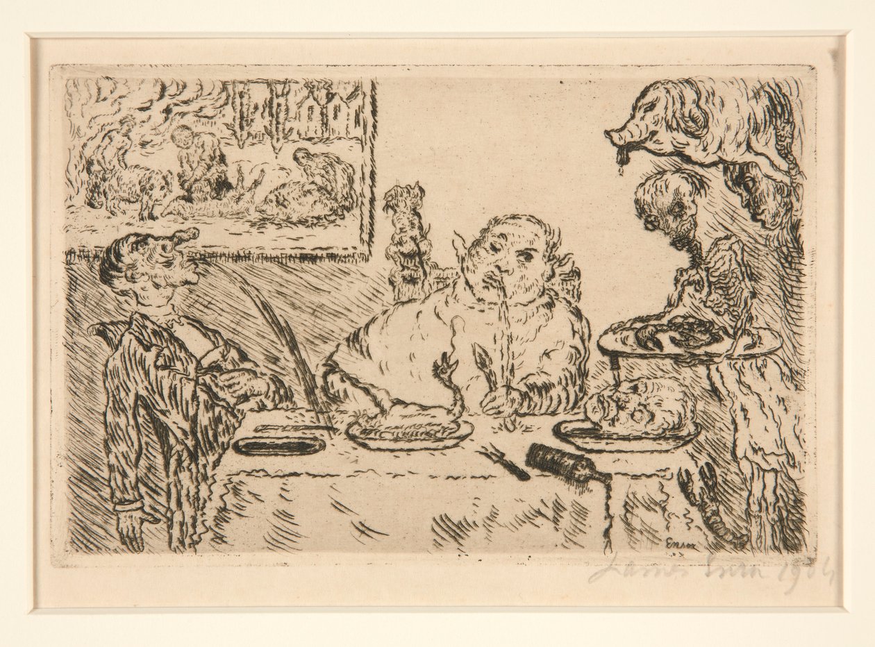 La gourmandise (Gula), da carteira Les p?ch?s capitaux (Os Pecados Mortais) de James Ensor