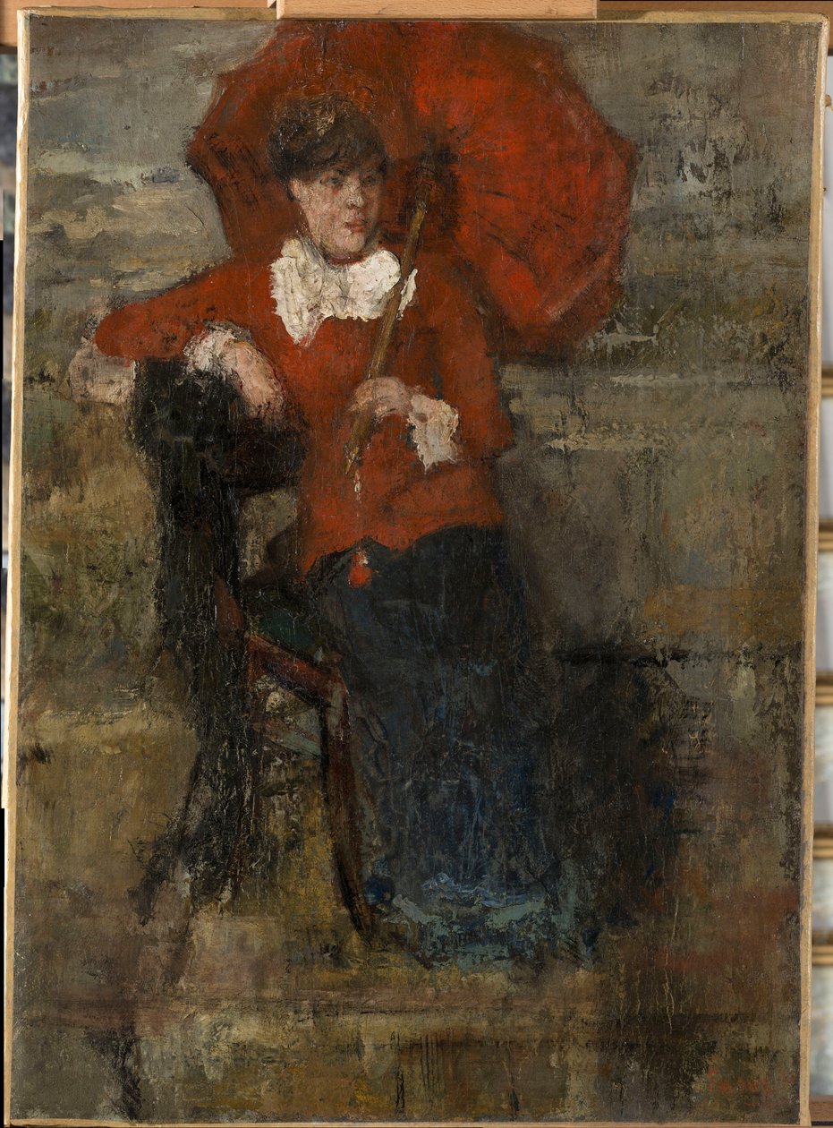 Dama com sombrinha vermelha de James Ensor