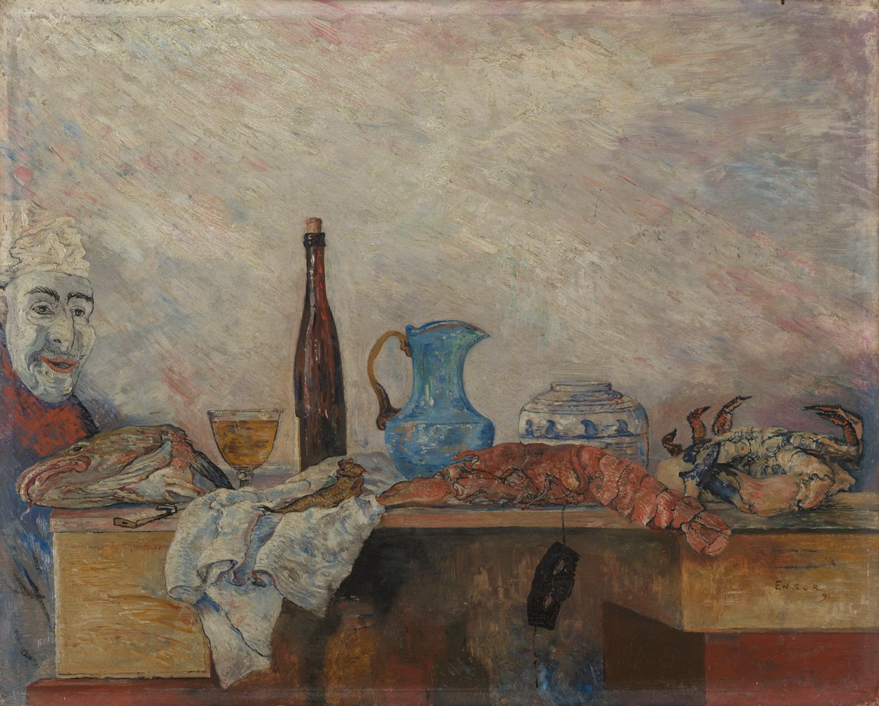Máscara e crustáceos (Viva a Quaresma) de James Ensor