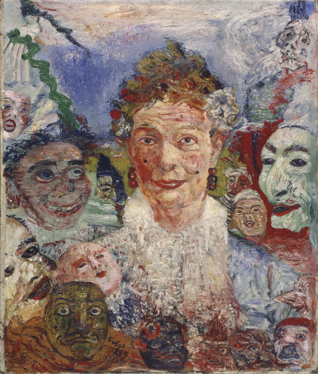 Velha Senhora com Máscaras, 1889 de James Ensor
