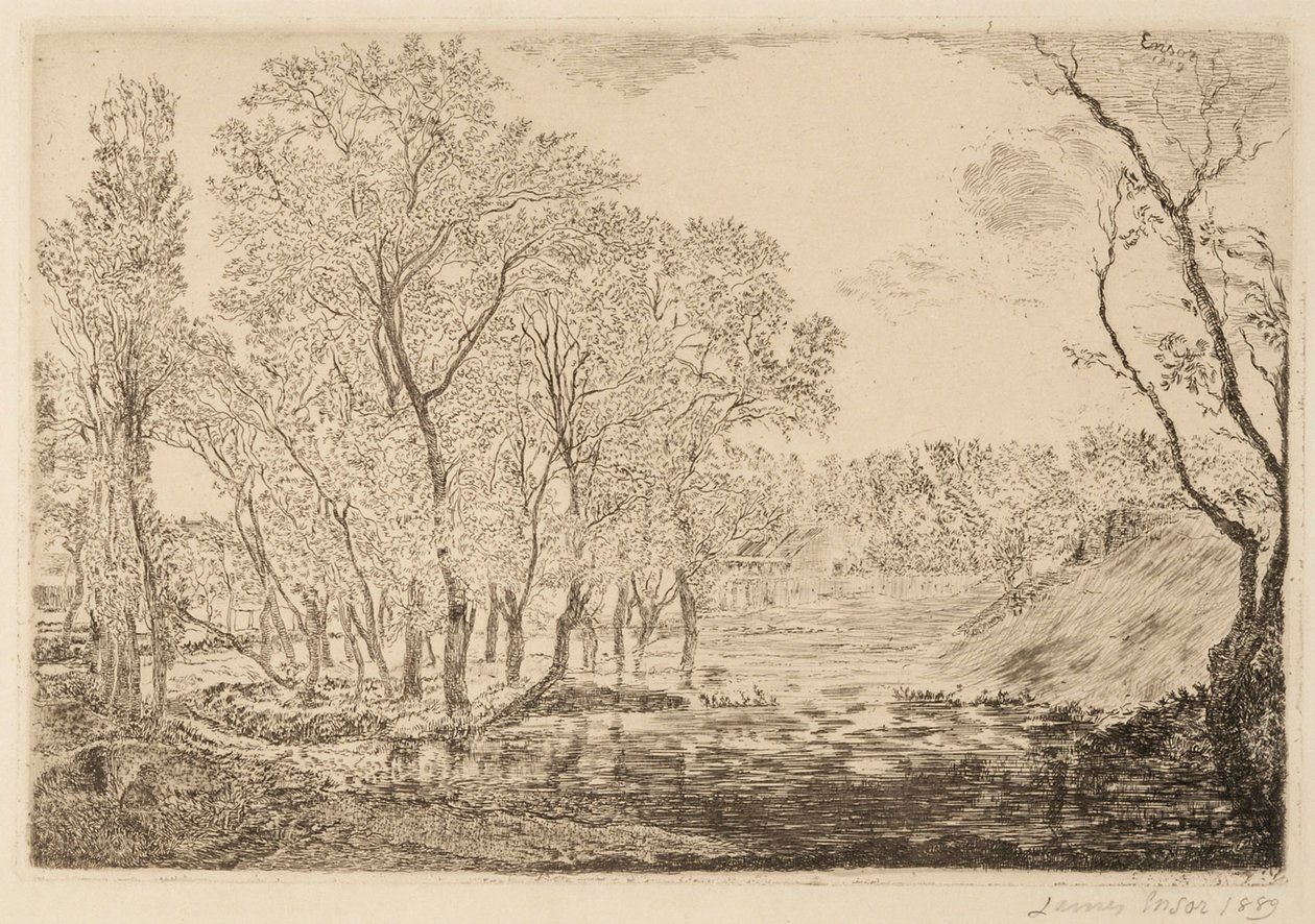 Lagoa com choupos de James Ensor