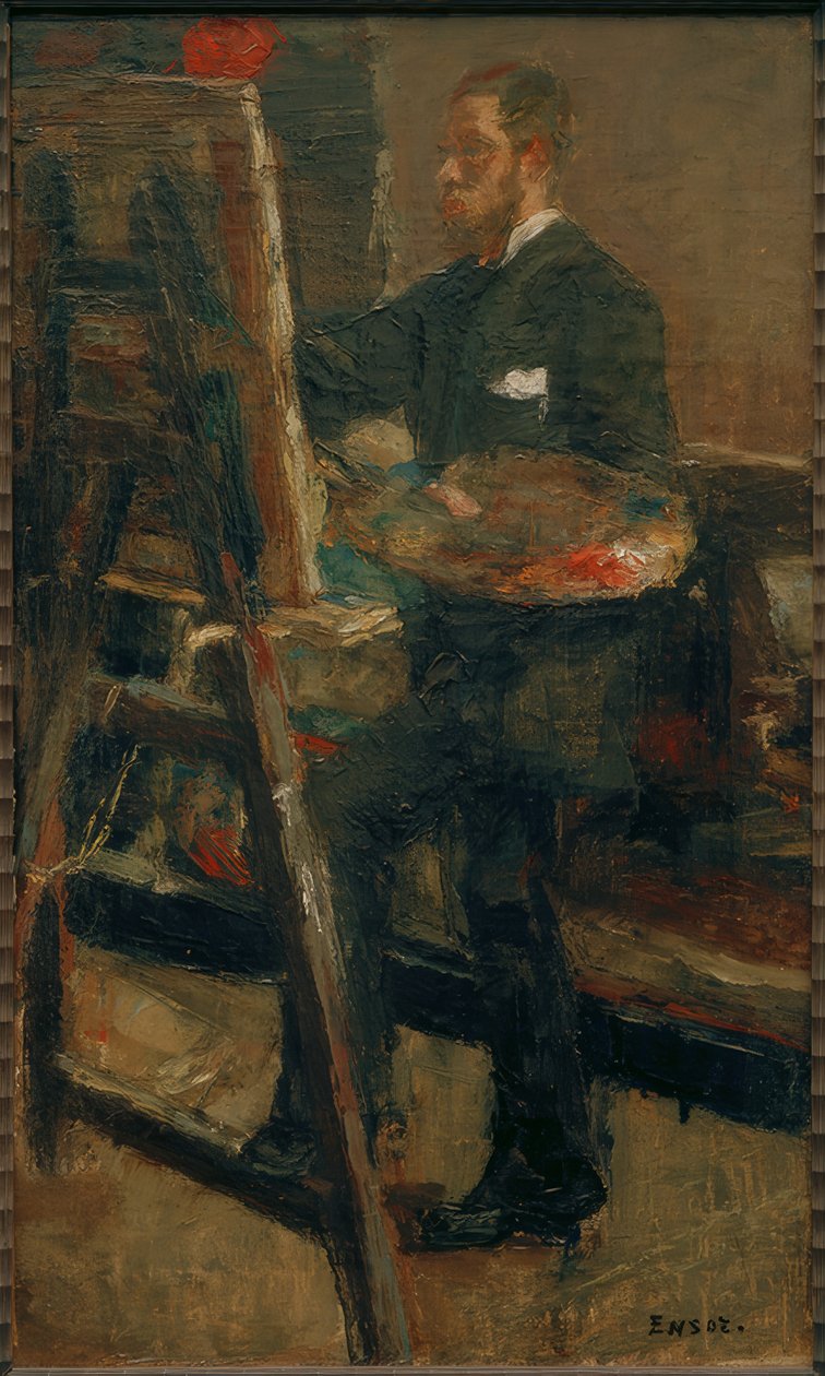 Retrato de Willy Finch no cavalete de James Sidney Ensor