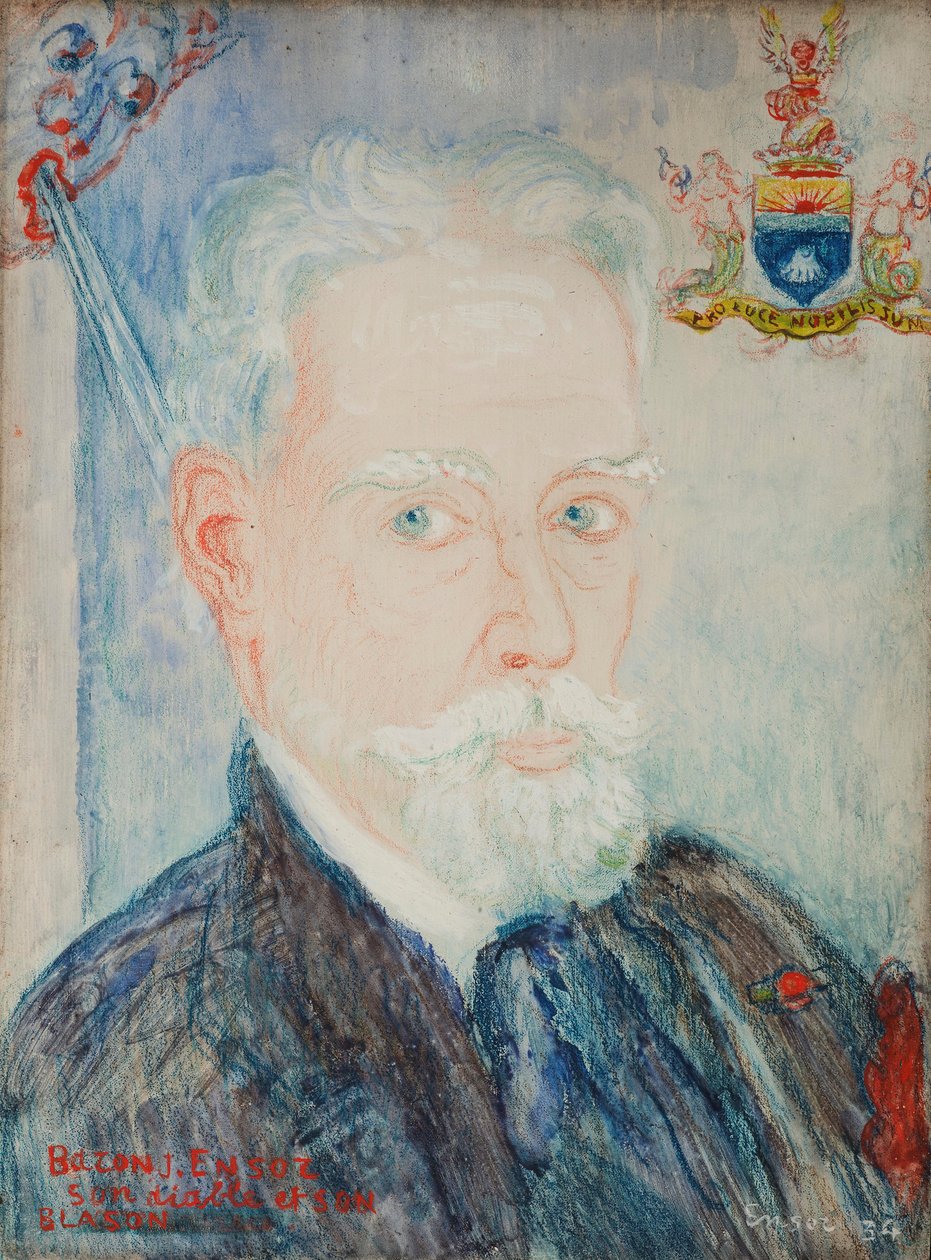 Autorretrato do Barão James Ensor, o seu demónio e brasão de armas de James Ensor