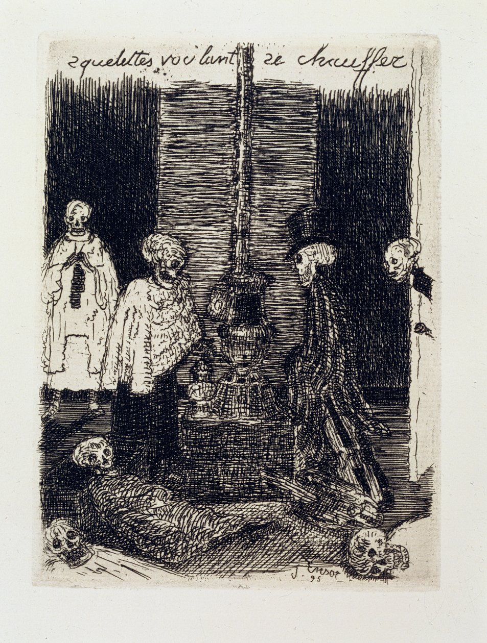 Esqueletos a tentarem aquecer-se a si próprios de James Ensor
