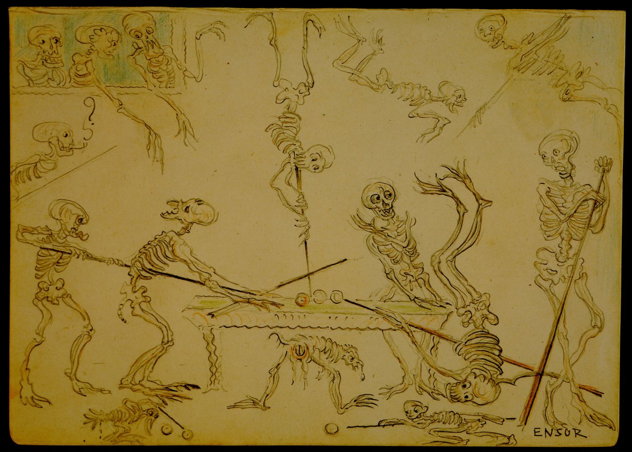 Skelette beim Billardspielen de James Ensor