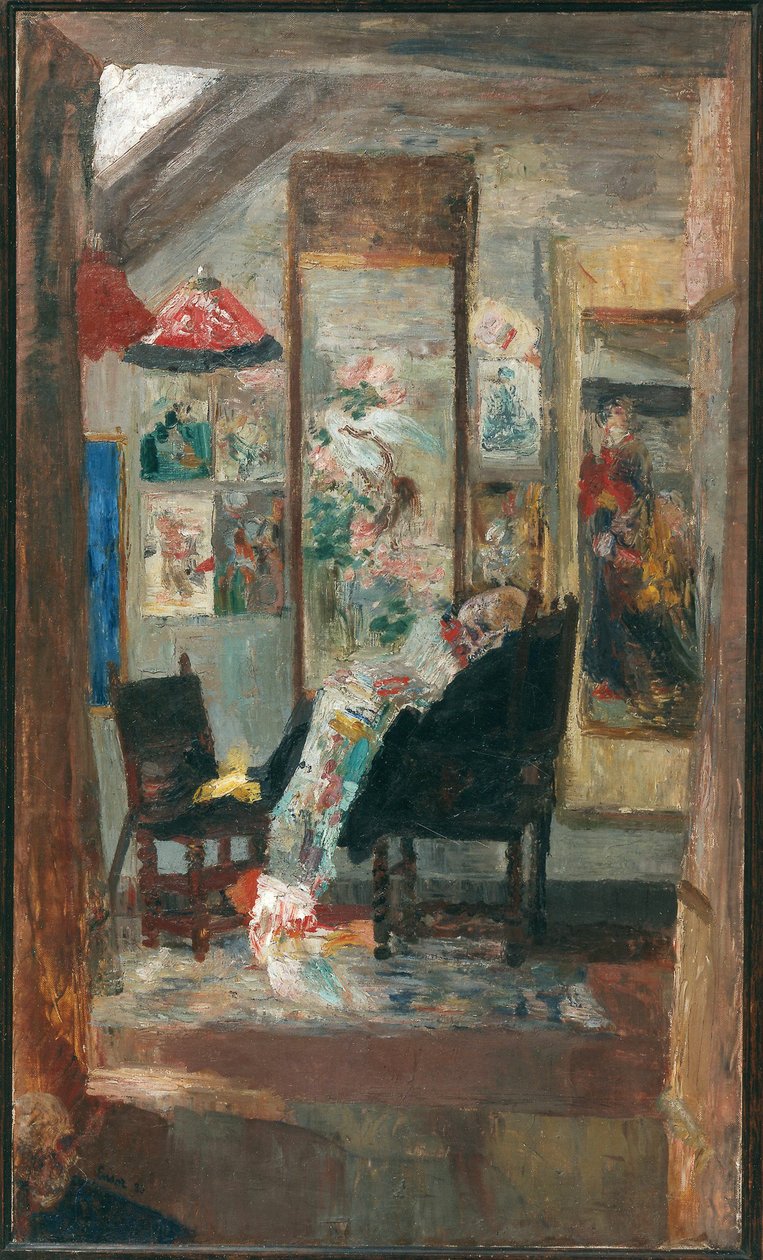 Esqueleto assistindo chinoiseries, 1885. de James Ensor