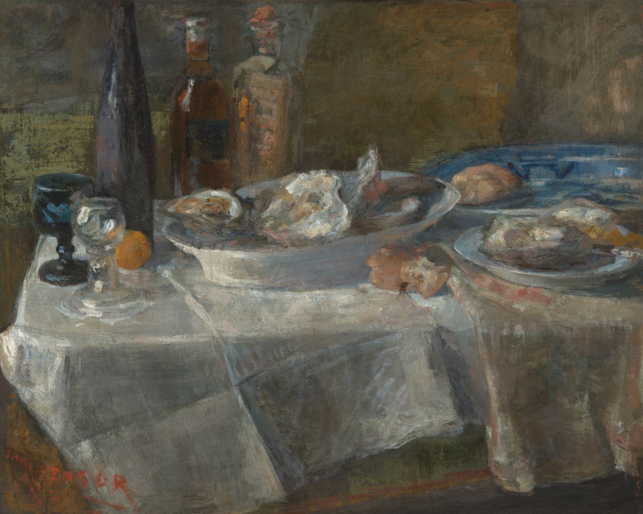 Natureza-morta com ostras (estudo de luz) de James Ensor