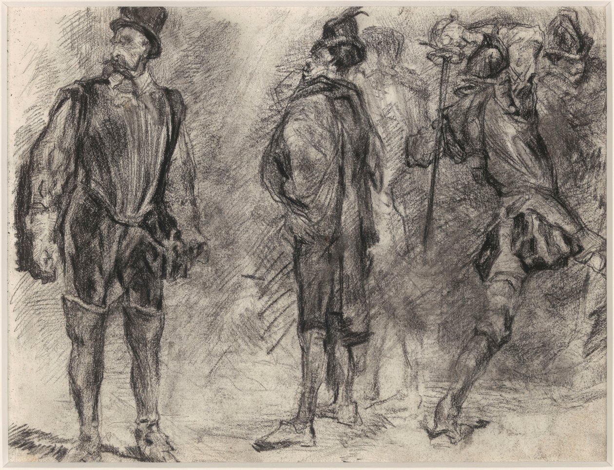 Três soldados espanhóis, um deles empunhando uma espada de James Ensor