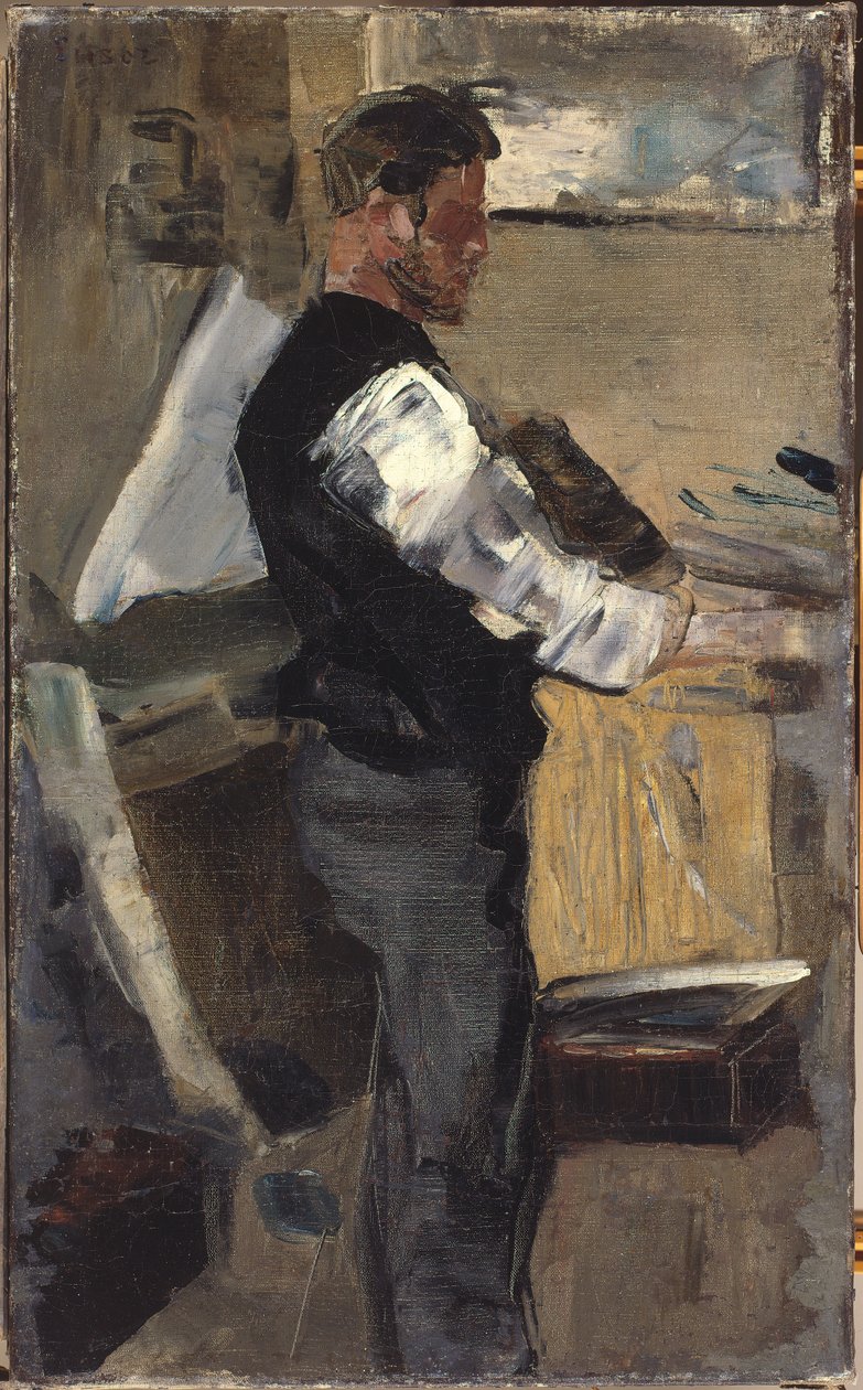 Willy Finch in the Studio, c.1880-82 (óleo sobre tela) de James Ensor