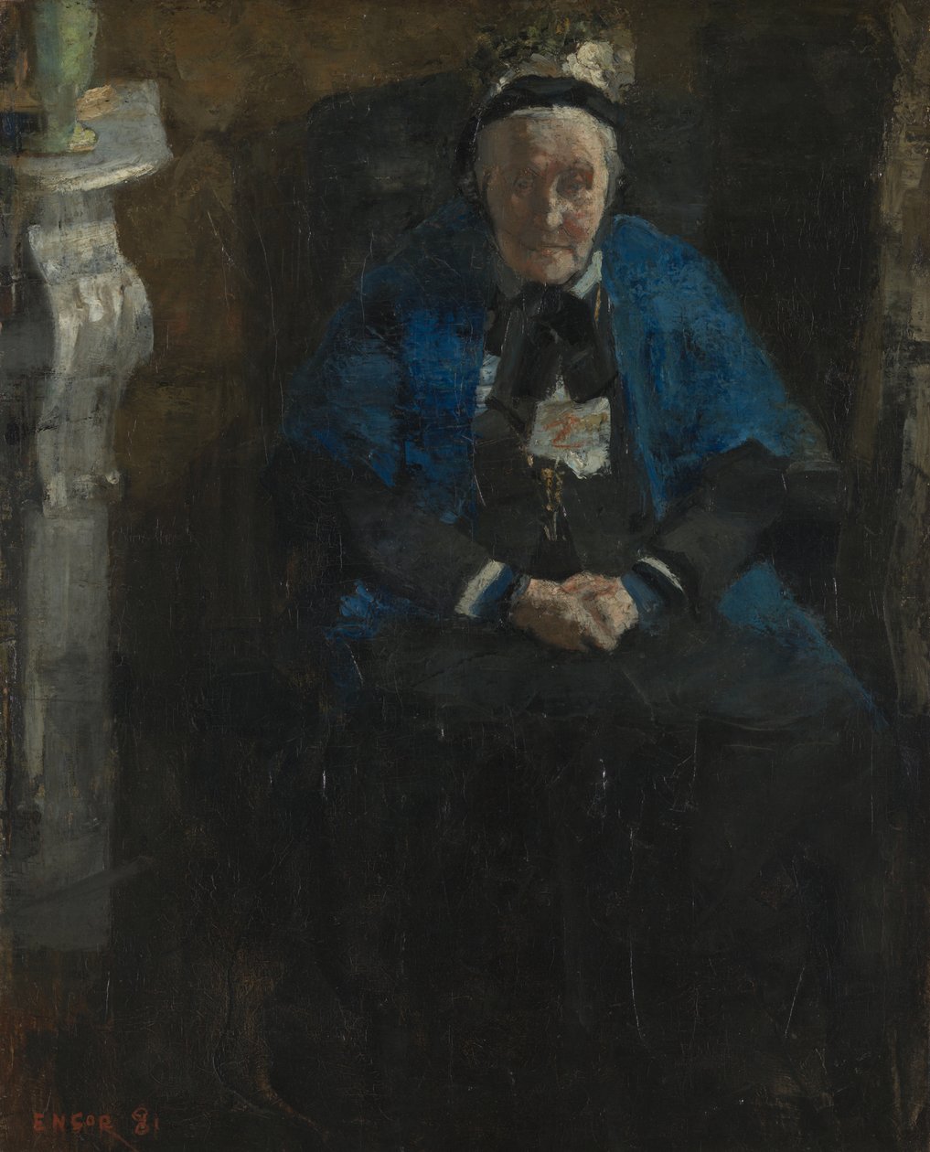 Mulher com xaile azul de James Ensor