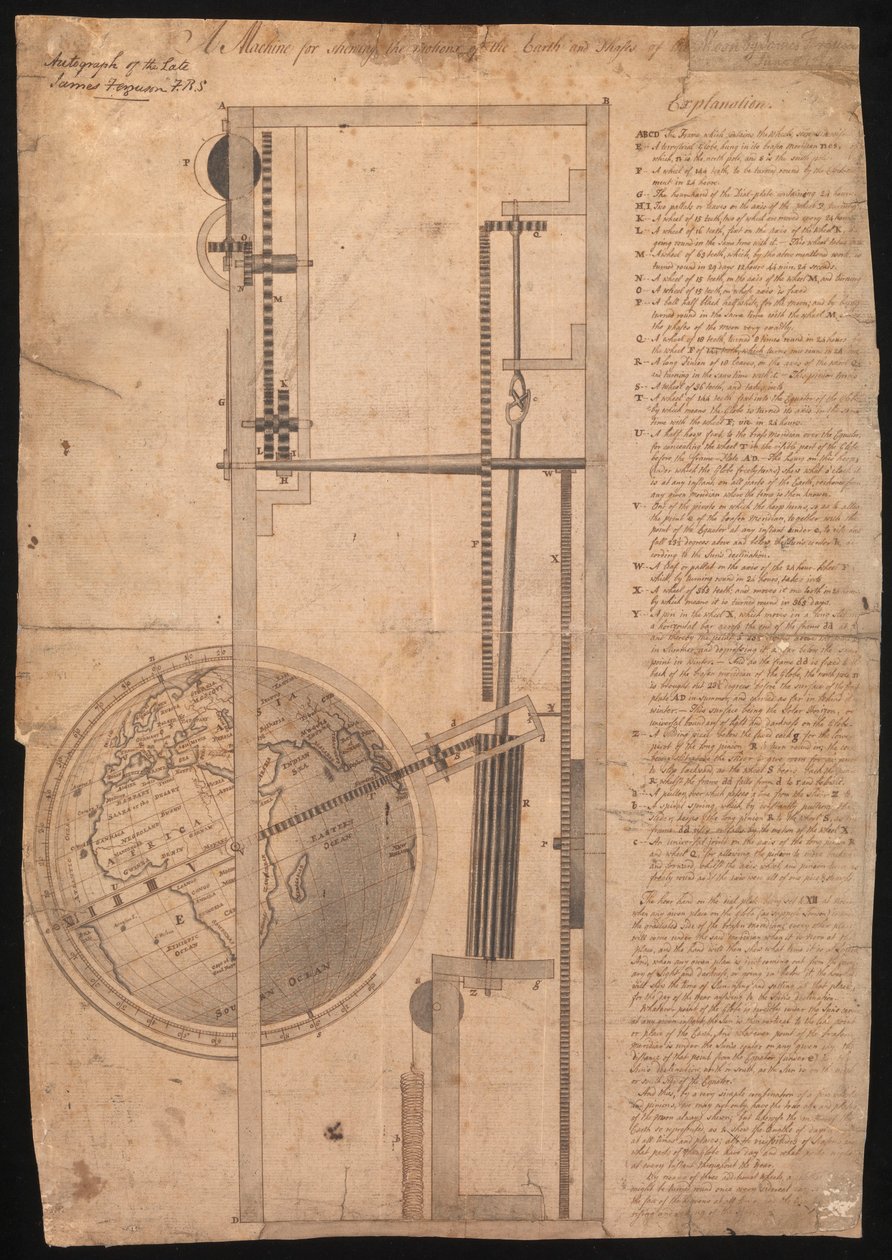 Uma máquina para mostrar os movimentos da Terra e as fases da Lua de James Ferguson