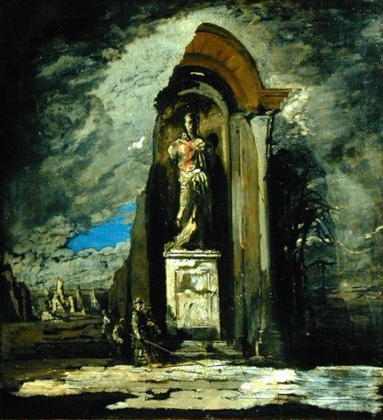 O Monumento, c.1916-17 (óleo sobre tela) de James Ferrier Pryde