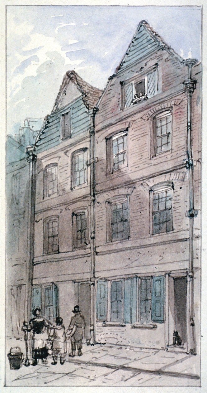 Casas em Blackhorse Alley, Fleet Street, City of London, 1850 de James Findlay