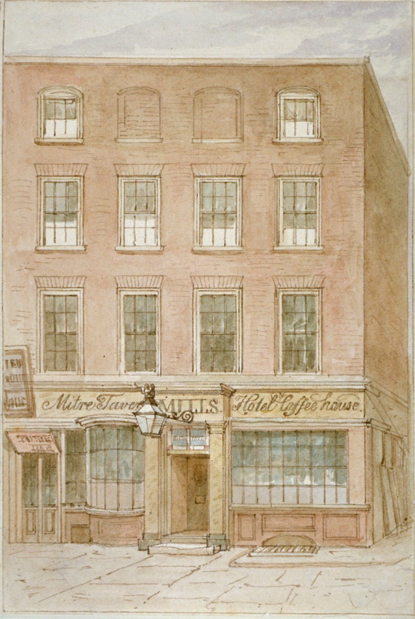 The Mitre Tavern, café e hotel em Mitre Court, Fleet Street, City of London, 1850 de James Findlay