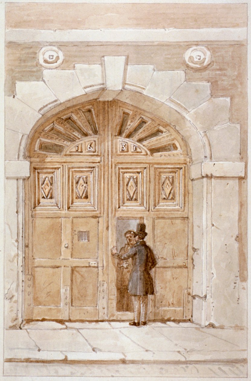 Vista dos portões de madeira de 1631, no 46 da Lime Street, 1855 de James Findlay