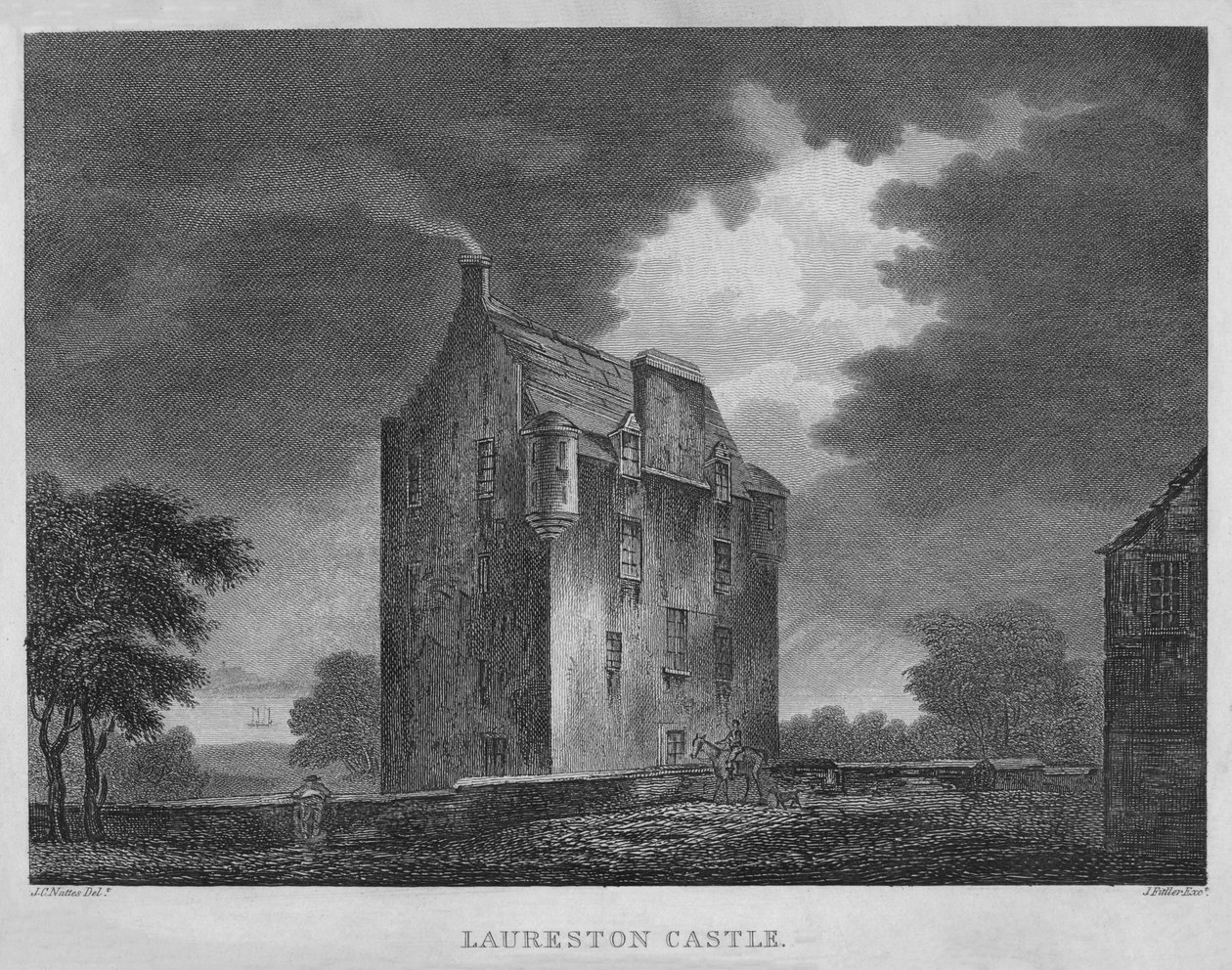 Castelo de Laureston, 1804 de James Fittler