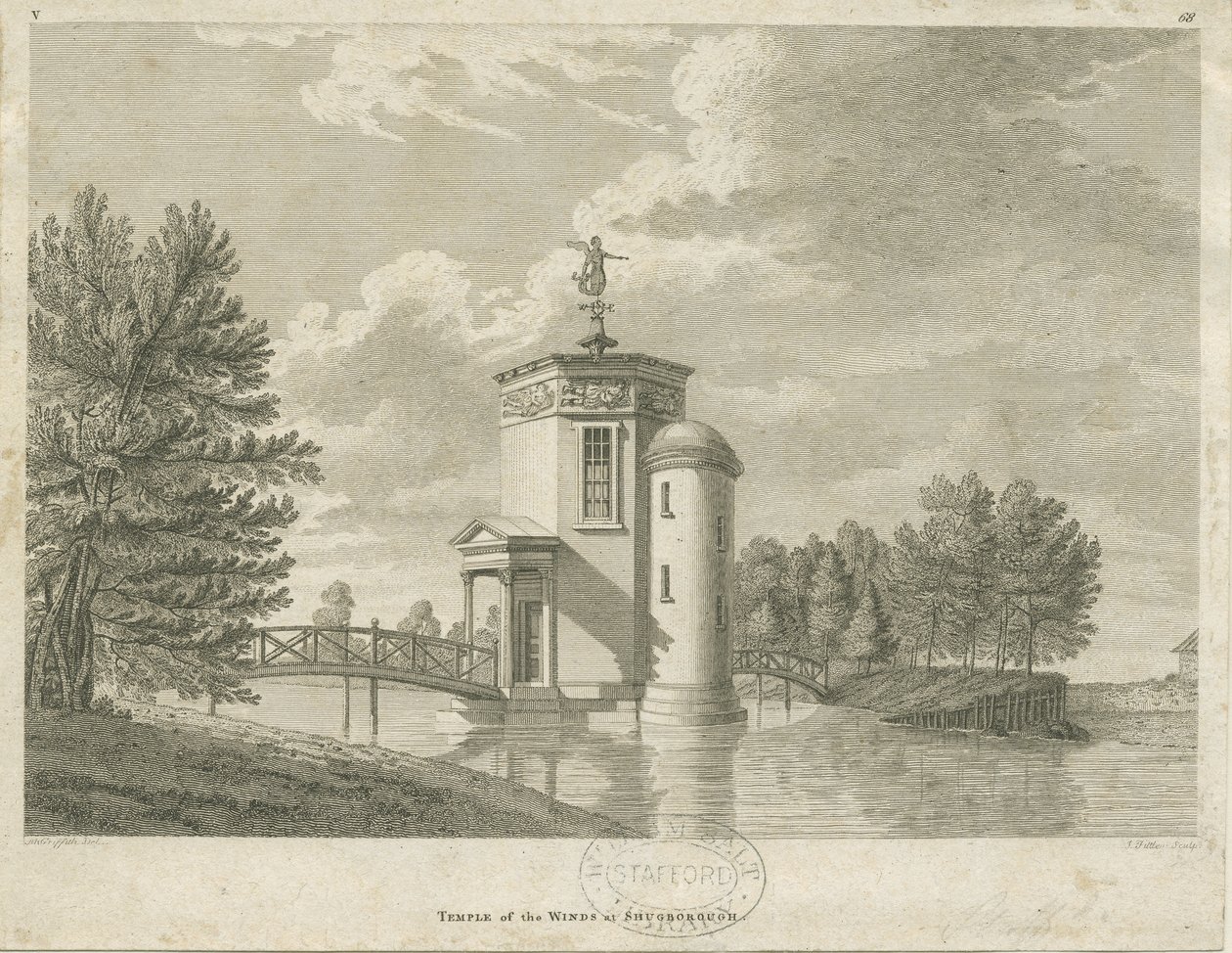 Shugborough - Templo dos Ventos: gravura, nd [final do século XVIII] (imprimir) de James Fittler