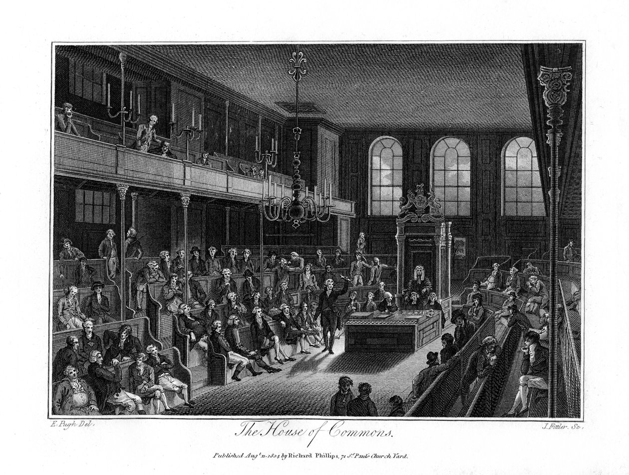 A Câmara dos Comuns, Londres, 1804. de James Fittler