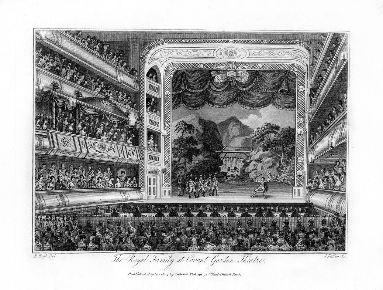 A família real no Covent Garden Theatre, Londres, 1804. de James Fittler