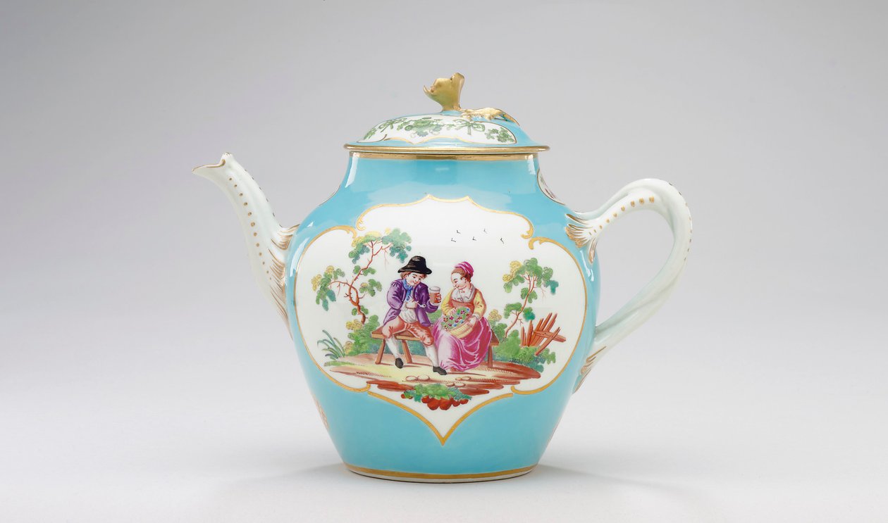 Bule de chá de Worcester e tampa, c.1770 de James Giles