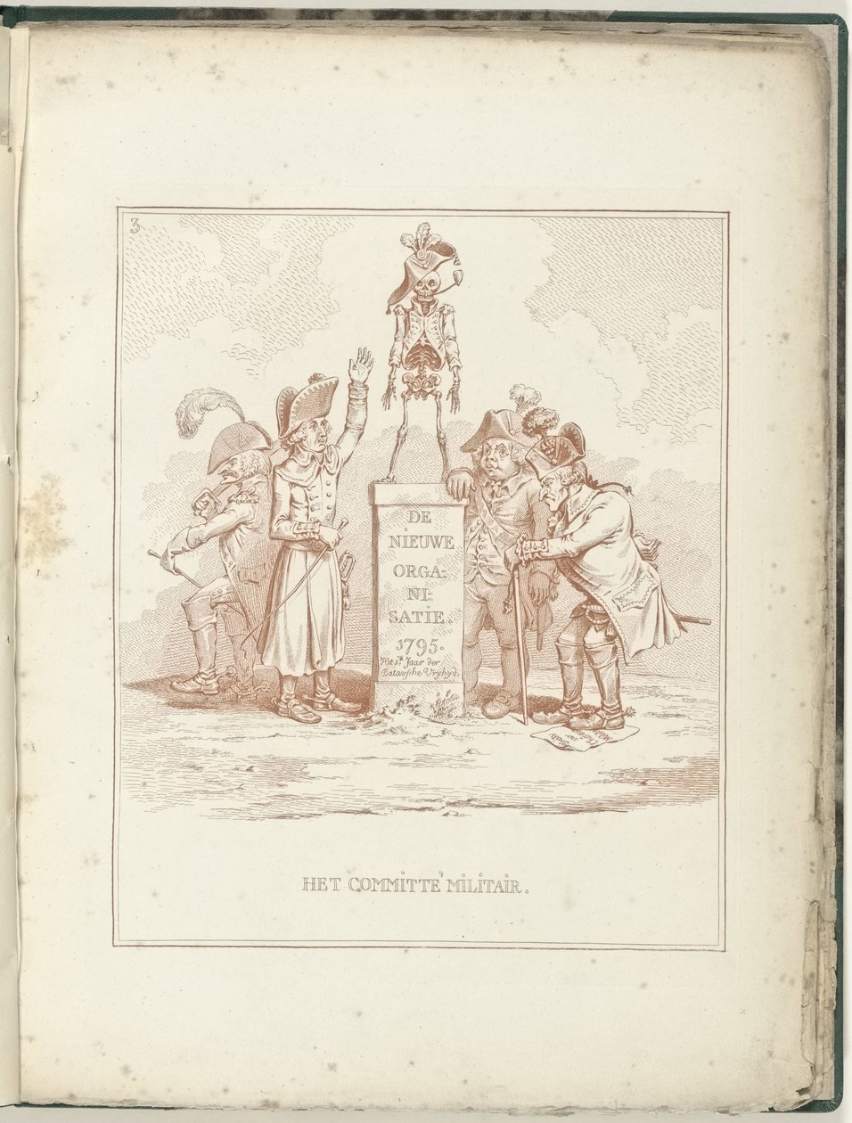 Comitê de Assuntos Militares, 1795 O Comitê Militar (título no objeto) Hollandia Regenerata (título da série) de James Gillray (possibly)