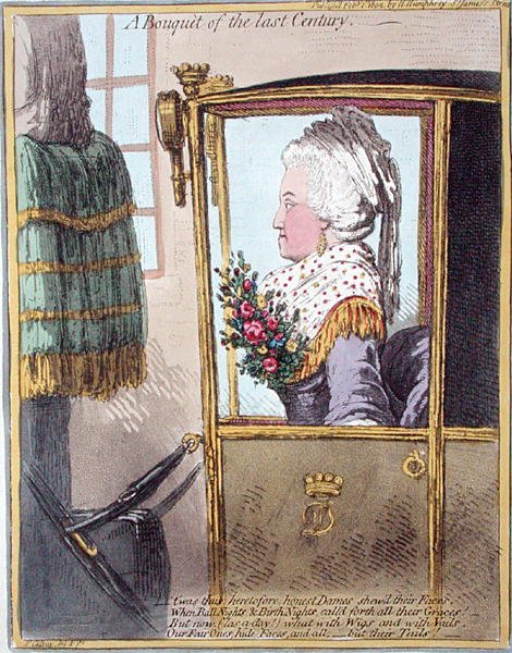 A Bouquet of the Last Century, publicado por Hannah Humphrey em 1802 (gravura colorida à mão) de James Gillray