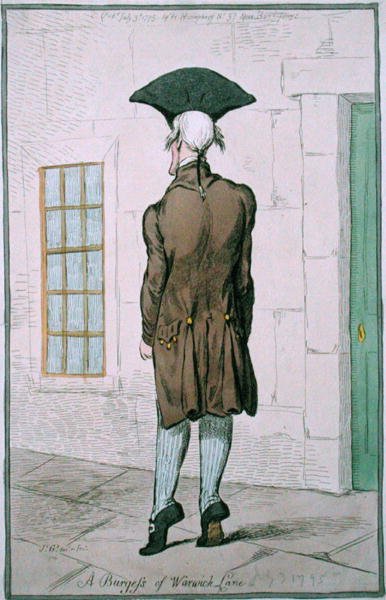 A Burgess of Warwick Lane, publicado por Hannah Humphrey em 1795 (gravura colorida à mão) de James Gillray