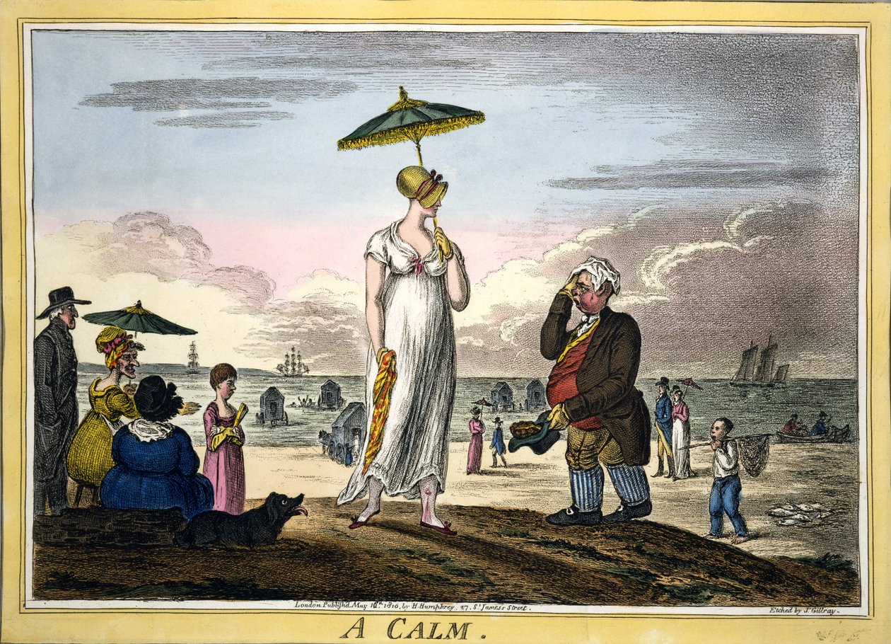Um Calmo, pub. H Humphrey, Londres, 1810 (gravura colorida à mão) de James Gillray