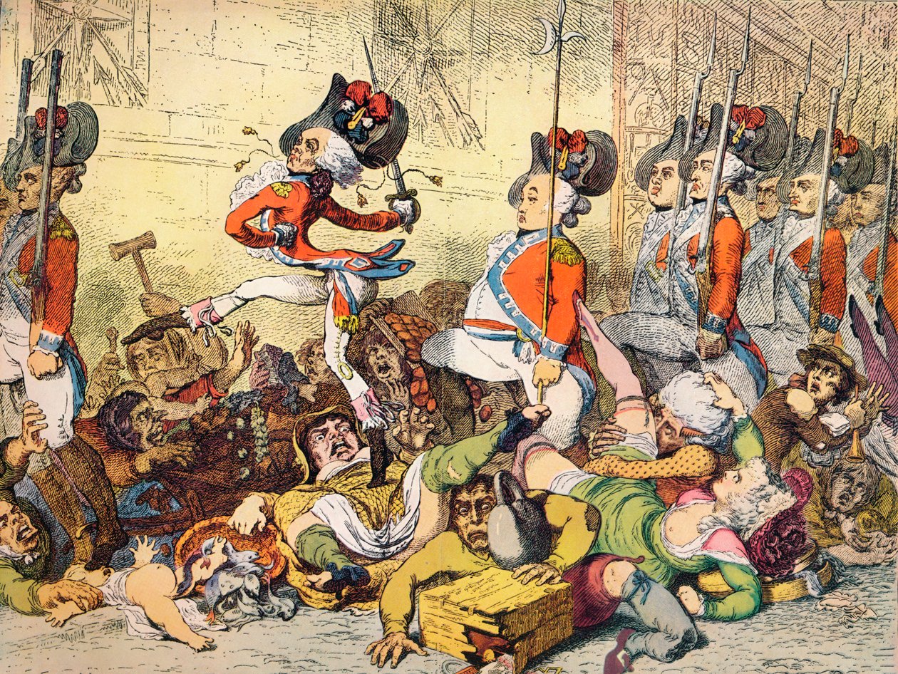 Uma marcha para o Banco, 1787 de James Gillray