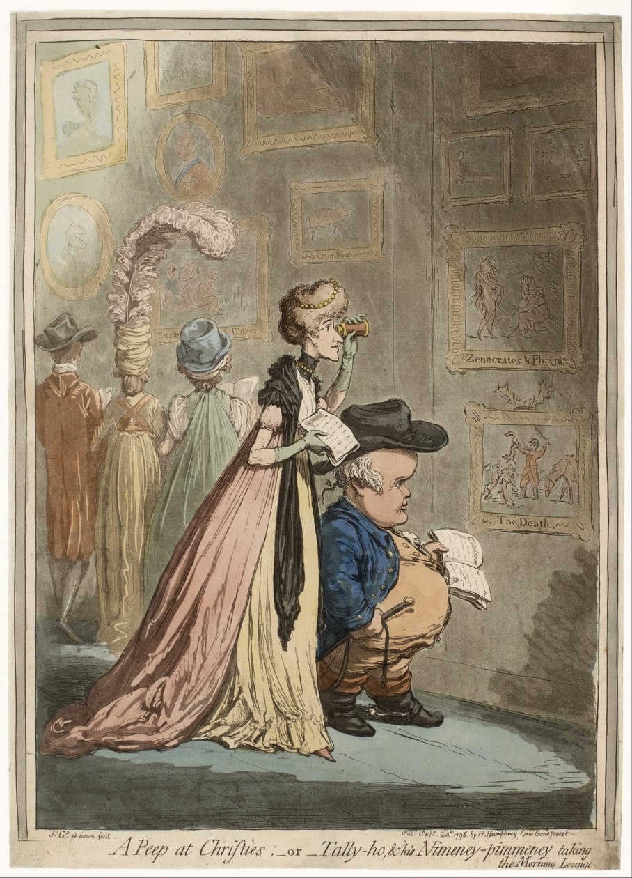 A Peep at Christies; or Tally-ho, amp; His Nimeney-Pimmeney Taking the Morning Lounge de James Gillray